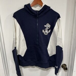 Navy Under Armour Quarter Zip Hoodie, Anchor, Women's Medium, Loose Fit, NWT